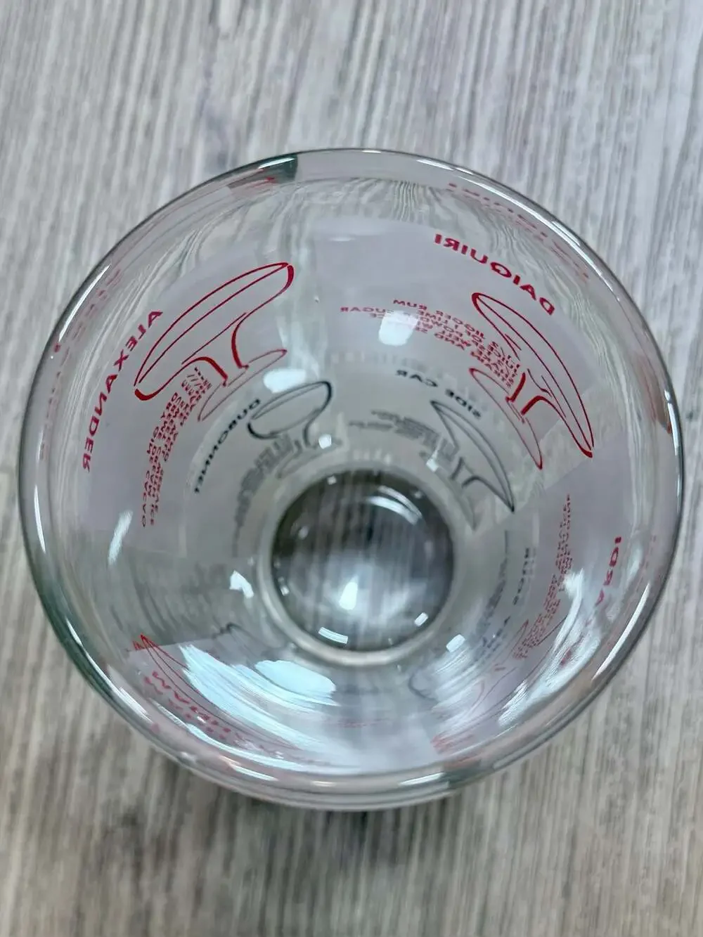 Vintage Mid-Century Glass Cocktail Shaker with Printed Drink Recipes